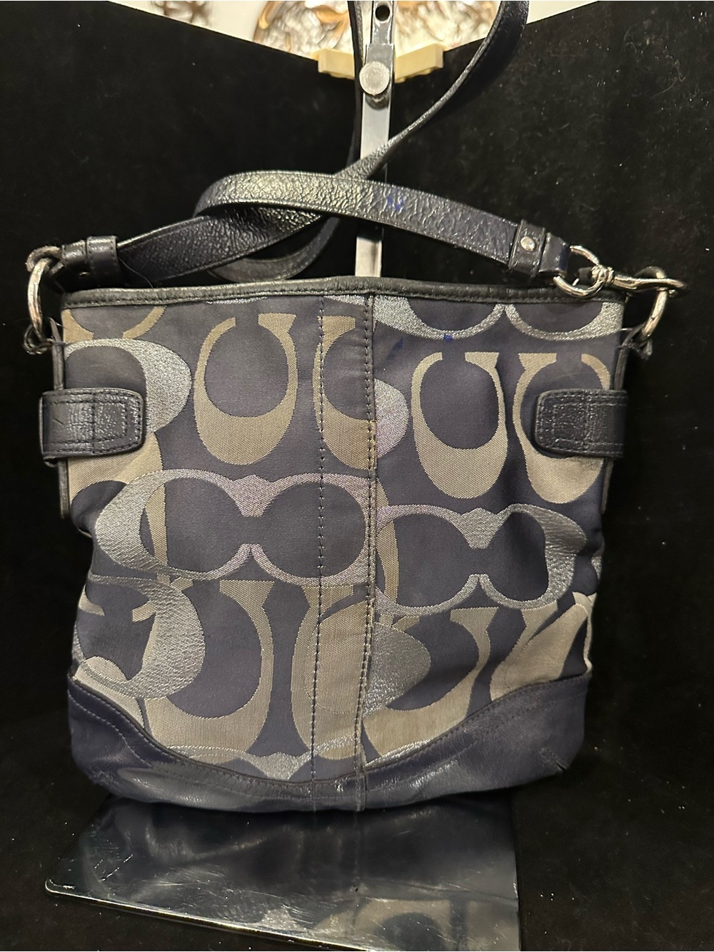 Coach Moto Optic Black and Silver Signature Crossbody with Chain Detail - Picture 4 of 11